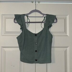 Monteau Tank Top Crop Top with Faux Buttons